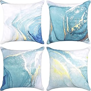 SUESOSO 20x20 inches Lot of 4 decorative cushion cushions in soft, golden green, modern, abstract, farm manual, turquoise marble, pillow pillowcases, chair, bedroom, living room, living room, living room, living room, living room, living room, living room.. Experience hassle-free shopping with DIAYTAR NIGERIA's user-friendly platform and prompt delivery service.