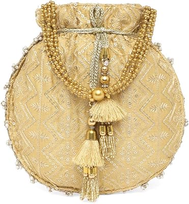 Golden potli bag for women, hand -made evening handbag, elegant bridal handbag, fashion bag -Ah -p111g, gold.. DIAYTAR NIGERIA combines the largest product selection with affordable prices and reliable delivery.