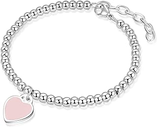 Heart -shaped pendant bracelet in stainless steel for girls, 4 mm, pearl jewelry for women and girls, 4 months, stainless steel.. Your one-click solution to affordable shopping, DIAYTAR NIGERIA delivers quality products nationwide.