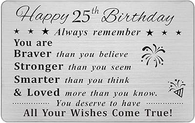 Degaskin Happy 25th Birthday card, 25th anniversary gifts for men and women for him, steel portfolio card permanent engraved.. Affordable online shopping is just a click away with DIAYTAR Nigeria.