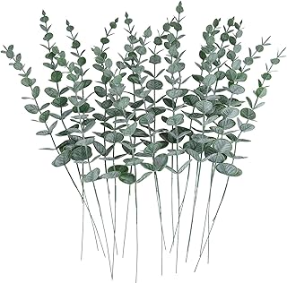 Lot of 12 real gray eucalyptus rods with feeling of green leaves, artificial plastic plants, artificial eucalyptus leaves, wedding bouquet and dining table center, interior decoration.. DIAYTAR NIGERIA combines affordability with convenience, delivering your purchases within 5-8 days.