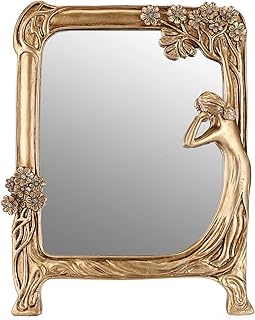 Luxorio 2 in 1 courtesy mirror in resin with ancient golden frame with support - Small wall decoration mirror with vintage beauty frame - oval oval makeup mirror.. Discover the convenience of DIAYTAR NIGERIA's vast e-commerce platform with delivery in just 5-8 days.
