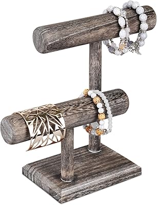 IKEY DESIGN Presentation Tower of wooden jewelry at 2 levels, storage support for rings and darlings, 7.9 "L x 4.3" p x 9.4 "h, brown.. DIAYTAR Nigeria offers great deals, a huge product variety, and delivery in under a week.