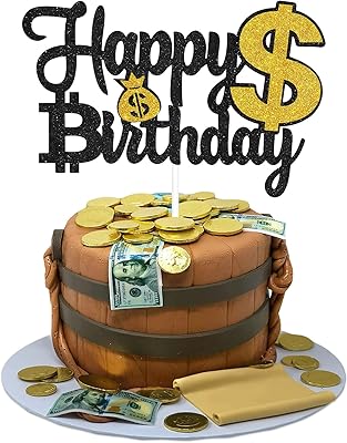 Festico® Money Happy Birthday Cake Topper - Cake Decoration With Dollar Sign with Golden Sequins - Bitcoin banner for Happy Birthday Cake Decoration.. From checkout to your doorstep in less than a week — DIAYTAR Nigeria.