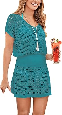Opened crochet tunic dress with short sleeves for women for the beach, one size.. DIAYTAR NIGERIA: Your trusted e-commerce partner with extensive product choices and affordable delivery.