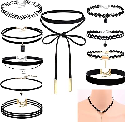 Set of necks of the neck for women, 10 pieces of classic black gothic necklace in black lace black, party decorations for women and adolescent girls (10 styles).. Discover the perfect shopping balance at DIAYTAR NIGERIA with competitive prices and prompt delivery.