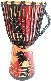 African drums sculpted by hand, a gift musical instrument for music lovers with a packaged bag.. DIAYTAR NIGERIA brings the marketplace to your home with budget-friendly prices and nationwide delivery.