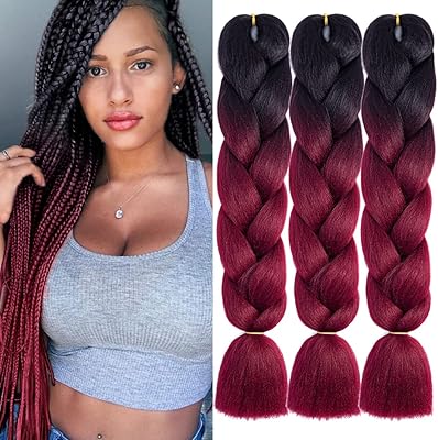 Afnote extensions of 24 -inch shaded red braided hair, 3 packets of jumbo braided synthetic hair, High temperature torsad crochet braids (B8).. DIAYTAR NIGERIA: Your partner in affordable online shopping with reliable 5-8 day shipping nationwide.