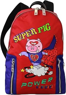 Men's school bag, multicolored nylon with super beige pig print, red.. Experience the convenience of online shopping with DIAYTAR NIGERIA's reliable 5-8 day delivery service.