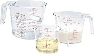 Set of 3 cups to measure Castowave, plastic cup without BPA with nestable handle, stammering design and several measurement scales, transparent.. DIAYTAR NIGERIA: Your trusted partner for affordable online shopping with reliable delivery timeframes.