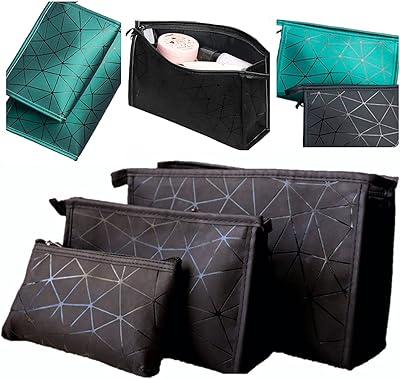 Set of makeup bags, cosmetic toiletries, organizer of travel stationery for women, waterproof portable cosmetics kit, toiletries (black) (3 bags), black.. DIAYTAR NIGERIA: Your affordable gateway to thousands of products shipped nationwide within the week.