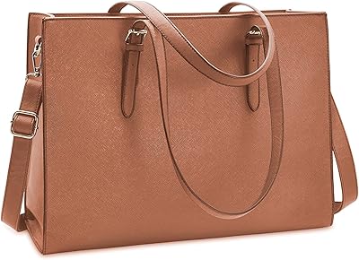 Lightweight and waterproof leather laptop bag, size 15.6 inches, shoulder and large capacity office transport bag (Brown).. DIAYTAR NIGERIA: Where shopping meets satisfaction with affordable prices and prompt delivery services.