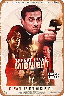 Film poster Yabigam Threat Level Midnight, Retro Metal Panel for Coffee, Pub, Office, Garage, Home Wall Decoration, 12 x 8 inch vintage tin panel.. DIAYTAR NIGERIA connects you with thousands of products at competitive prices, delivered within a week.
