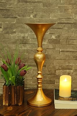 Yatai long gold -plated metal candle holder, wedding centerpiece, gilded metal table candlestick, flower vase, candle holder, bouquet of flowers, dinner decoration (medium).. Experience shopping freedom with DIAYTAR NIGERIA's vast selection and dependable nationwide shipping.