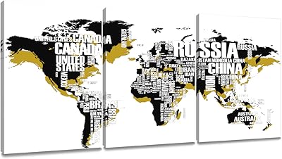 Bevcenol A modern world map on black and white canvas ready to hang for the house, the office, the living room, 12 "x 16" x 3 rooms.. From big brands to everyday basics — DIAYTAR Nigeria has you covered.