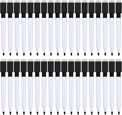 24 Dry erasable magnetic markers for whiteboard with gum lid for school and office, 8 matching colors (black).. Shop smarter, not harder with DIAYTAR NIGERIA - thousands of products at your fingertips with affordable delivery.