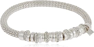 Silver and crystal elastic cockade bracelet for women one size.. DIAYTAR NIGERIA brings the nation's largest product catalog to your doorstep at prices you'll appreciate.