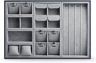 Obumi Collection bin For bedroom Gray microfiber and leather PU leather The jewelry manager Watch a removable jewelry storage box for necklaces and earrings (Color: P06938).. Shop with confidence at DIAYTAR NIGERIA, enjoying competitive prices and delivery within 8 days.