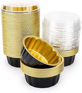 Disposable ramekins cups 8oz 50 Besia package in black and gold aluminum paper.. DIAYTAR NIGERIA: Empowering Nigerians with access to affordable products delivered within 8 days.