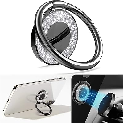 Mobile phone support ring, 360-degree rotating-rotary coating for car magnetic support compatible with all smartphones (shiny black).. Elevate your shopping experience with DIAYTAR NIGERIA's vast catalog and budget-friendly options.