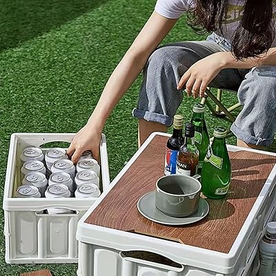 Estrista Foldable multifunctional storage bin for car trunk with wooden cover storage.. DIAYTAR NIGERIA: Where shopping is affordable, selection is vast, and delivery is always reliable.