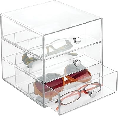 Organizer with 3 plastic drawers I design for dressing table - 7 "x 6.5" x 6.5 ", transparent.. DIAYTAR NIGERIA: Making online retail accessible to all with affordable nationwide shipping.