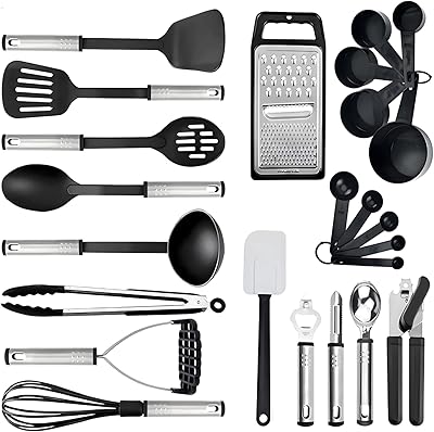 FAO DO 24 -room kitchen battery with stainless steel support, game of 24 mixing pliers, spatula, spatula, brush and whisk.. Why shop anywhere else? DIAYTAR Nigeria has it all and delivers fast.