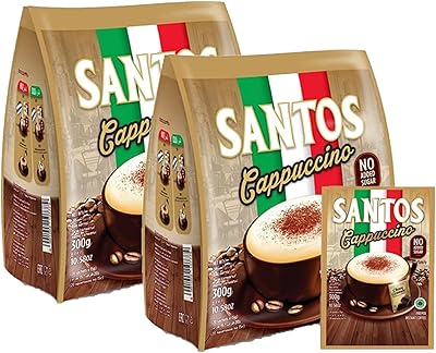 Santos Cappuccino (Pack of 2) - Instant coffee - Added sugar without sugar - with chocolate chips - 2 x 20 sachets x 15 grams (total 40 sachets).. Your one-click solution to affordable shopping, DIAYTAR NIGERIA delivers quality products nationwide.