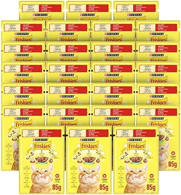 Purina friskies damp food in beef pieces in cats sauce for cats - 85 g (26 sachets).. DIAYTAR NIGERIA: Where every shopping need is met with affordable prices and reliable 5-8 day delivery.