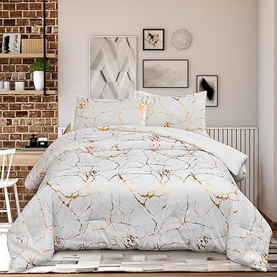 Hoolakaka bed set in golden metallic marble for queen size bed, leaf print, white/gold, queen.. DIAYTAR NIGERIA makes quality accessible to all with our affordable prices and quick delivery service.