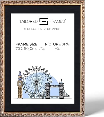 Vienna golden frame 70 x 50 cm for photo A2 | Simple photo frame of ancient country style | Type to hang on the wall | Photo frame with black support.. Shop confidently with DIAYTAR NIGERIA's vast product range and budget-friendly nationwide shipping.