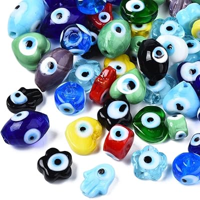 Liqunesweet 100 pieces of mixed shapes made by glass with a blowtorch, bulk pearls, Turkish evil spacer for the manufacture of jewelry, bracelets, earrings and necklaces.. With DIAYTAR Nigeria, everything is within reach — and within budget.