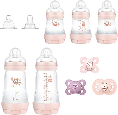 Newborn gift box mat Mam Baby Essentials (9 pieces), Easy Start anti-colic bottles, baby pacifiers, girls.. DIAYTAR NIGERIA delivers more than purchases - we deliver affordable shopping solutions within the week.
