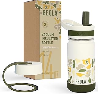 Biola Biola Kids 410 ml and 550 ml in 18/8 stainless steel with a double -walled double wall with straw lid and wide neck, sports school for hot and cold liquids (14 oz, sand camouflage).. DIAYTAR NIGERIA: Where shopping dreams become reality with budget-friendly prices and prompt delivery.