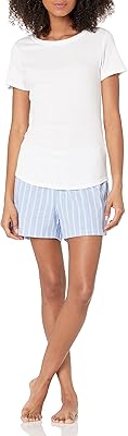 Short and night t-shirt in Popeline Amazon Essentials for women, shiny white/blue/white, woven/striped, M.. Your complete shopping solution, DIAYTAR NIGERIA offers extensive choice with competitive prices and delivery.