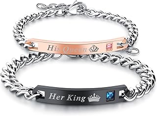 Insea stainless steel bracelet for men and women, king crown, Valentine's Day gifts for couples (gift box).. DIAYTAR NIGERIA makes every shopping desire a reality with affordable prices and delivery in 5-8 days.