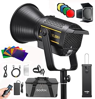 GODOX VL200 II GODOX LED Video lamp with BD-04 awning kit and 8 color filters by lightwing, continuous video light 215 W 5600 K, CRI 96 TLCI96 0-100 % Gradation, 16 groups 32 channels, wireless control 2.4 GHz.. Fast, easy, and affordable — that’s shopping the DIAYTAR Nigeria way.