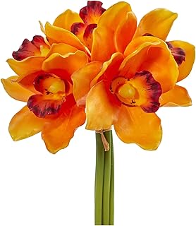 Set of artificial orchid flowers almost natural cymbidium 9 "(batch of 6) silk flowers, orange.. Get more, save more — only on DIAYTAR Nigeria.