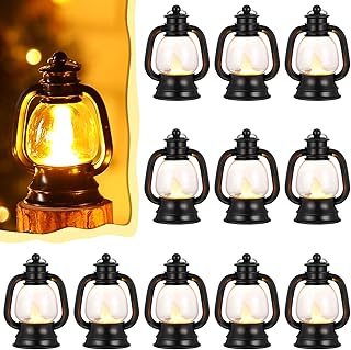 12 mini decorative lanterns with flickering LED candle from 4 "flame -free suspension, vintage portable central lantern for exterior Christmas tree decoration (black).. Get what you need, when you need it — DIAYTAR Nigeria delivers fast.