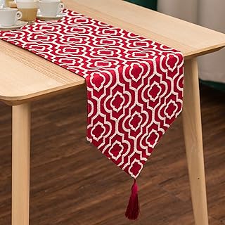Yumlock Home Decor Table runner Moroccan motif with fringes perfect for the room.. DIAYTAR NIGERIA: Where every shopping need is met with affordable prices and timely delivery.