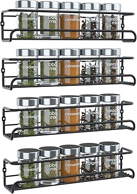4 -level wall spice shelf - Stainless steel spices organizer - Hanging spice organizer with screws and adhesive stickers for kitchen walls, spice collection organizer.. Buy better with DIAYTAR Nigeria — the ultimate e-commerce platform in Nigeria.