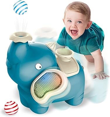 Am Anna Rample Toys for Baby from 6 to 12 months old, baby toys from 6 to 18 months with music and light, elephant blowing ball, funny interactive toys on the belly with sprayed mist, baby toys to encourage crawl (blue).. With DIAYTAR Nigeria, everything is within reach — and within budget.