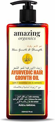 Ayurvedic hair oil for growth, shine and a volume of healthy hair based on rosemary, hibiscus, curry leaves and plant extracts for men and women by Amazing Organics.. DIAYTAR NIGERIA brings the marketplace experience online with affordable and reliable delivery service.