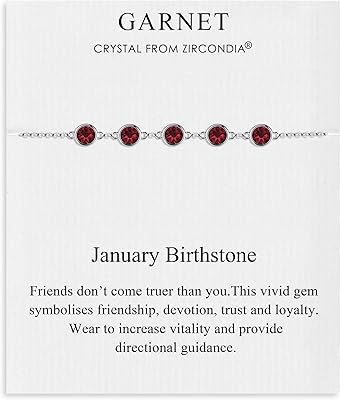 Bracelet with January birth stone Philip Jones and Zirconian garnet crystals, 7.1 inches, crystal, Crystal Zirconia®, single size, crystal, Crystal Zirconia®.. DIAYTAR NIGERIA: Connecting Nigerians with affordable products through our expansive e-commerce platform.