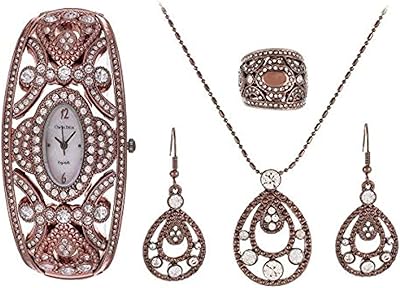 On a watch and exquisite jewelry set for women with mother-of-pearl dial and stainless steel bracelet, 4759 LNMW-18, stainless steel.. DIAYTAR NIGERIA brings a world of products to your fingertips with affordable prices and quick delivery.