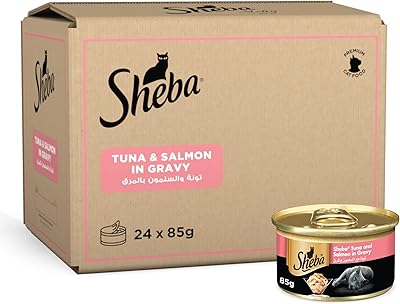 Sheba crumbled tuna nets with salmon cat food, 24 x 85 g package.. DIAYTAR NIGERIA delivers on our promise of variety, affordability, and prompt nationwide shipping.