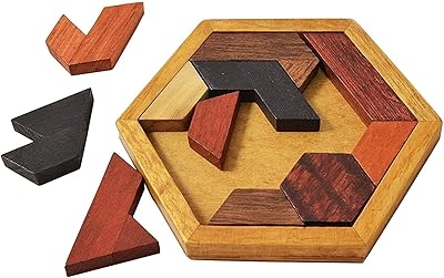 Mamo Pierre Tangram Hexa Wooden Puzzle for children and adults, stimulating puzzles, puzzles stimulating wooden brain for adults, portable puzzle games for the family, brain games.. DIAYTAR NIGERIA: Where every shopping need is met with affordable prices and timely delivery.