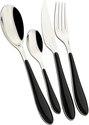 Bugatti stainless steel cutlery service \ "Joya \" composed of 24 rooms in a gallery box, cutlery service for 6 people, including knife, fork, spoon and teaspoon, black cutlery service.. Your complete shopping solution, DIAYTAR NIGERIA offers extensive choice with competitive prices and delivery.