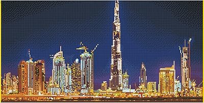 Dotz diamond kit box | Diamond drawing | Middle - Dubai at night (DDV.005) | 90 x 60 cm.. Experience the convenience of online shopping with DIAYTAR NIGERIA's reliable 5-8 day delivery service.