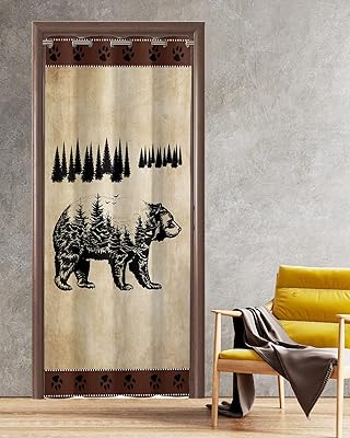 Curtain of door silhouette of retro bevas in jute, blackout, with thermal insulation, with eyelets, for bedroom cupboard, 42x80 inches, 1 piece.. Shop with purpose at DIAYTAR NIGERIA, where your money goes further and delivery is always prompt.